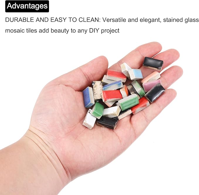 MECCANIXITY 200g Ceramic Mosaic Tiles for Crafts Bulk, Rectangle Mixed Color Ceramic Tiles for Mosaic Kits Garden Stepping Stone Cup Mat