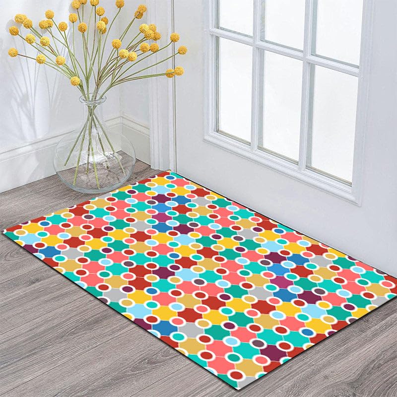 Machine Washable Polka Dot Rug for Kids Area