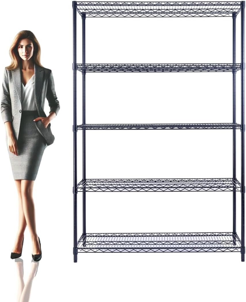 48"x24"x72" Black 5-Tier Premium Wire Shelving NSF 4000 LBS MAX Capacity Heavy Duty Steel Storage Rack for Warehouses, Garages, Hospitals, Commercial Spaces, & Schools w/Premium Wheels - NestledHome
