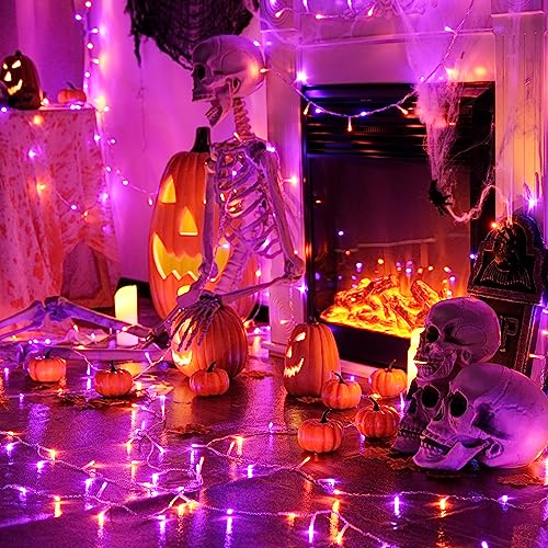 163 FT 500 LED Orange and Purple Halloween String Lights Indoor (163 Foot)