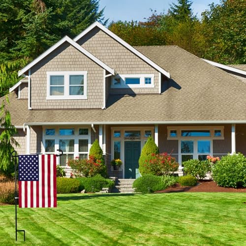 Garden Flag Stand with American Flag Garden Flag Metal Yard Flag Holder Pole Stake Small Flag Stands for Garden Flags 12 x 18 with Clips and Stopper