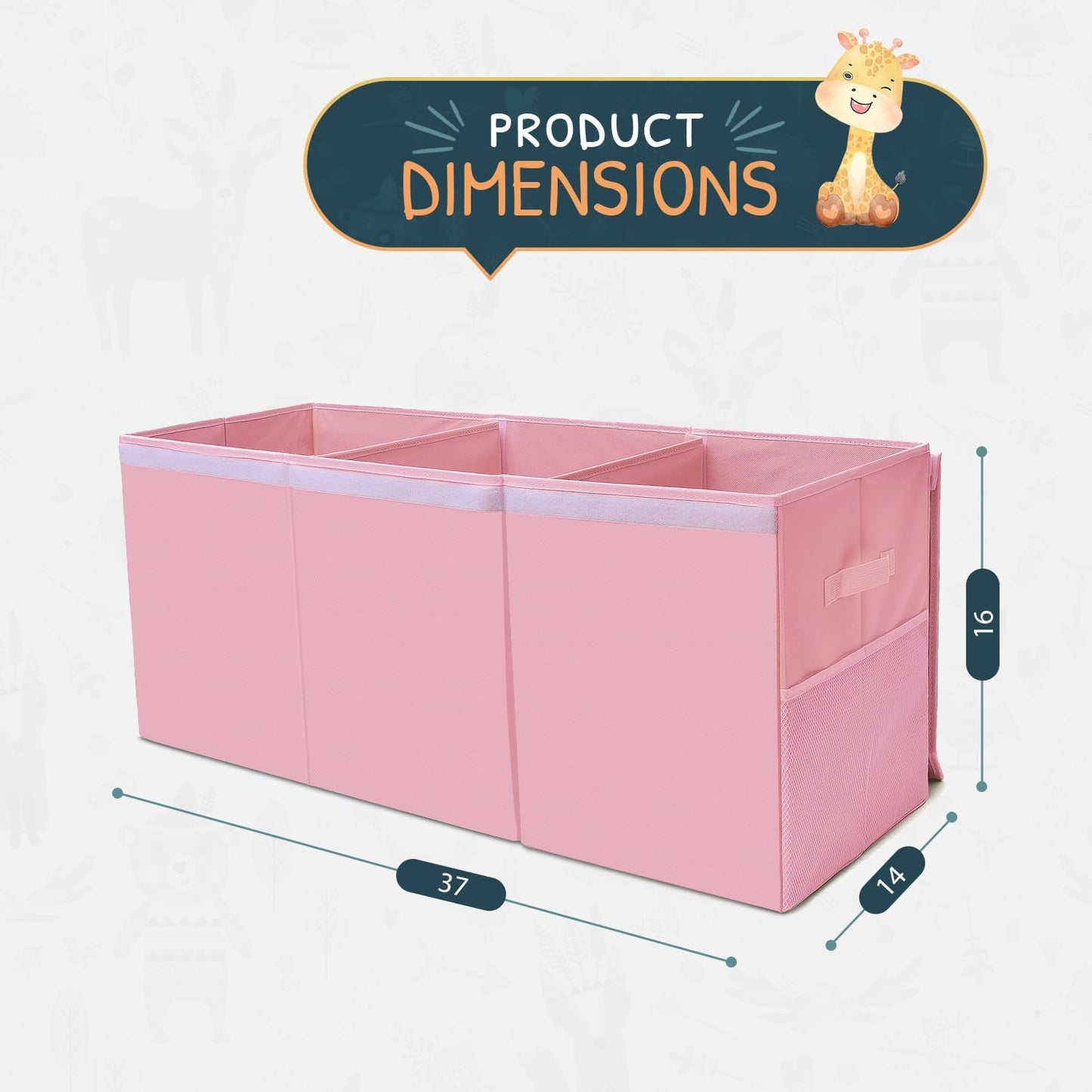Extra Large Toy Storage Organizer with Lid - Sturdy, Collapsible Toy Chest Storage Box Design - Toys Bin with Dividers for Kids, Nursery, Bedroom, Playroom 37"x16"x14" - NestledHome