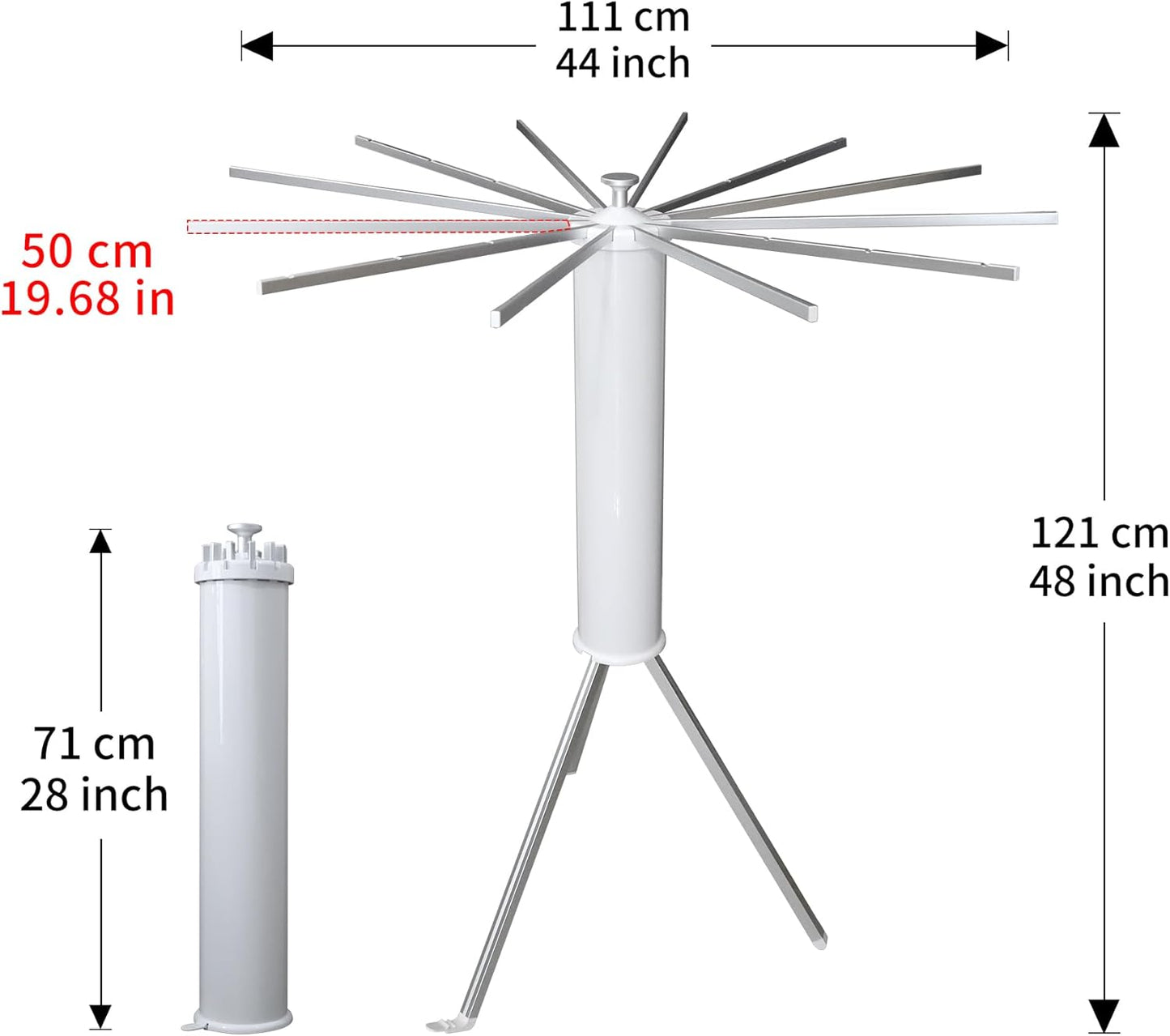 Clothes Drying Rack Tripod, Portable & Foldable Laundry Hanger Dryer - Aluminum, 12 Rods - NestledHome