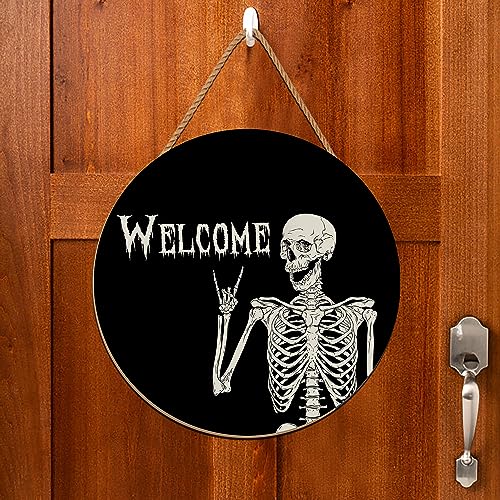 Halloween Decorations Wreath Halloween Skull Welcome Door Sign Front for Door Decoration