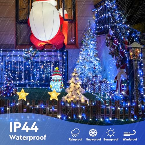 400 LED Blue and White Christmas Lights Indoor Outdoor with Remore (132 Foot)