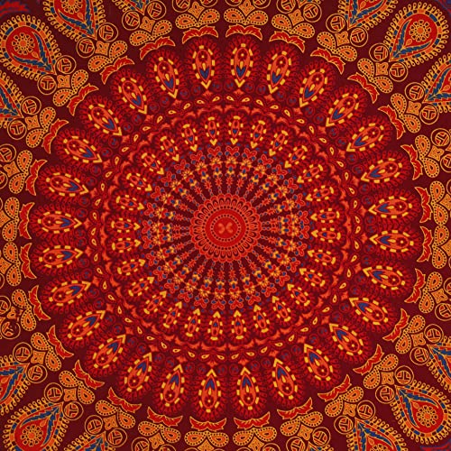Indian hippie Bohemian Psychedelic Golden Blue Peacock Mandala Wall hanging Bedding Tapestry