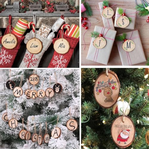 2.4 2.8IN Natural Wood Slices with Jute Twine for DIY Ornaments (30 Count)