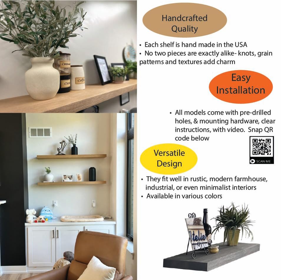 42 inch Wooden Floating Shelves for Wall