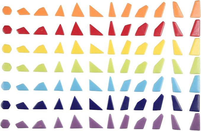 Irregular Glass Mosaic Tiles Bulk 500g Glossy and Iridescent Mosaic Glass Tiles for DIY Projects and Arts and Crafts Solid Colors and Mixes (Glossy Rainbow 7 Color Mix)