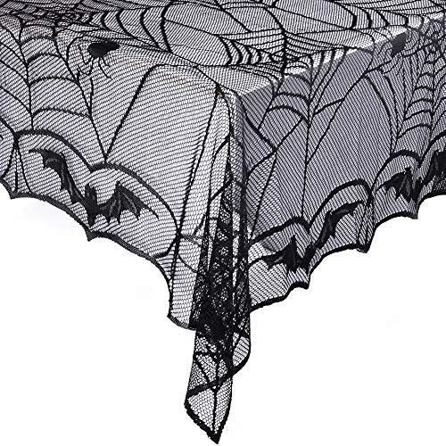 Halloween Black Lace Tablecloth 48x96 Inch