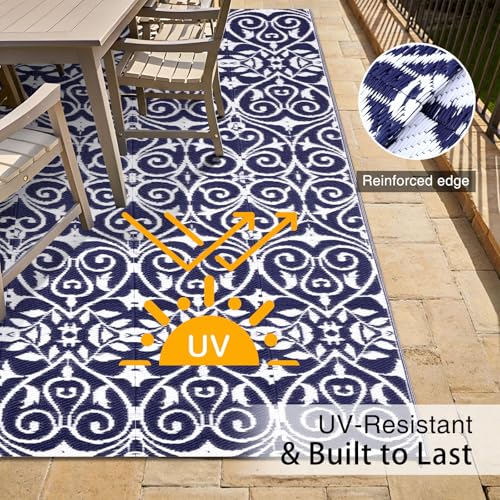Outdoor Rug 5x8 ft Waterproof Reversible Floral Mat