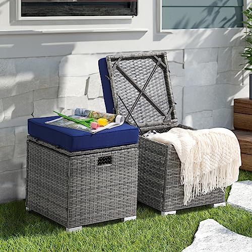 2 Piece Outdoor Patio Ottoman with Storage