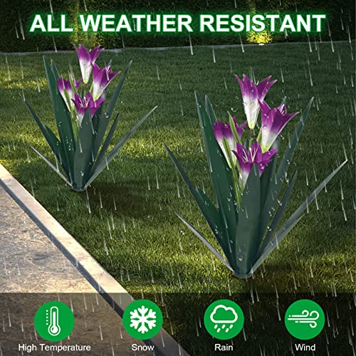 Metal Agave Plant Outdoor Decoration Lily Mexican Yard Art Garden Gift Home Decor Hand Painted Metal Agave Garden Yard Statue (2 Count)