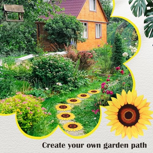 3 Pcs Sunflower Stepping Stones for Garden 12 Inch Decorative Stepping Stones Outdoor Heavy Duty Walkway Iron Pavers for Garden Decor Indoor Outdoor Patio Yard