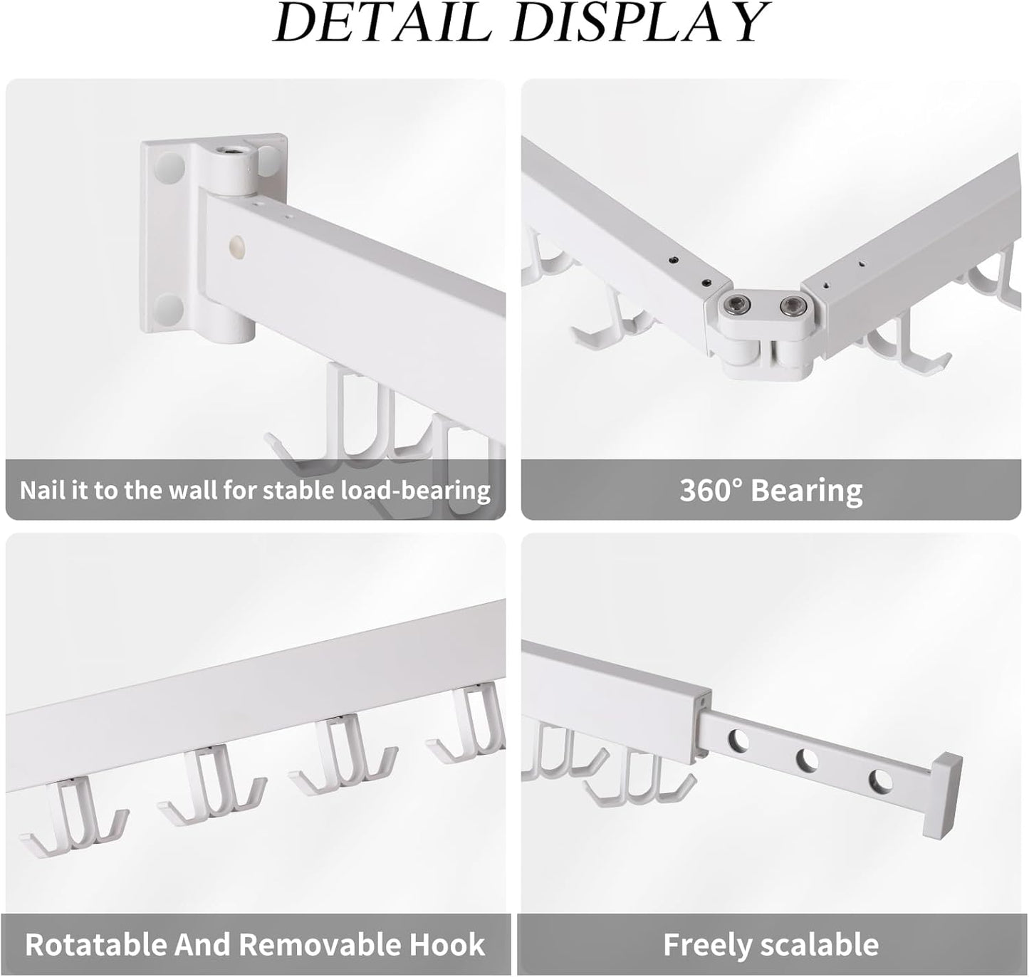 Wall Mounted Clothes Drying Rack,Drying Rack Clothing Wall Mount with Foldable Features(Tri-Fold),Space Saver,Wall Mounted Drying Rack for Laundry Balcony Bathroom (White) - NestledHome
