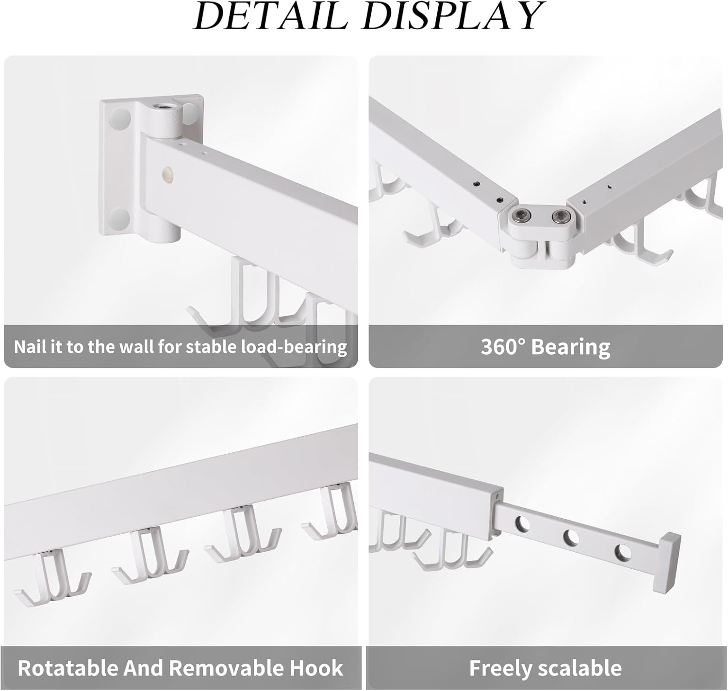 Wall Mounted Clothes Drying Rack,Drying Rack Clothing Wall Mount with Foldable Features(Tri-Fold),Space Saver,Wall Mounted Drying Rack for Laundry Balcony Bathroom (White) - NestledHome