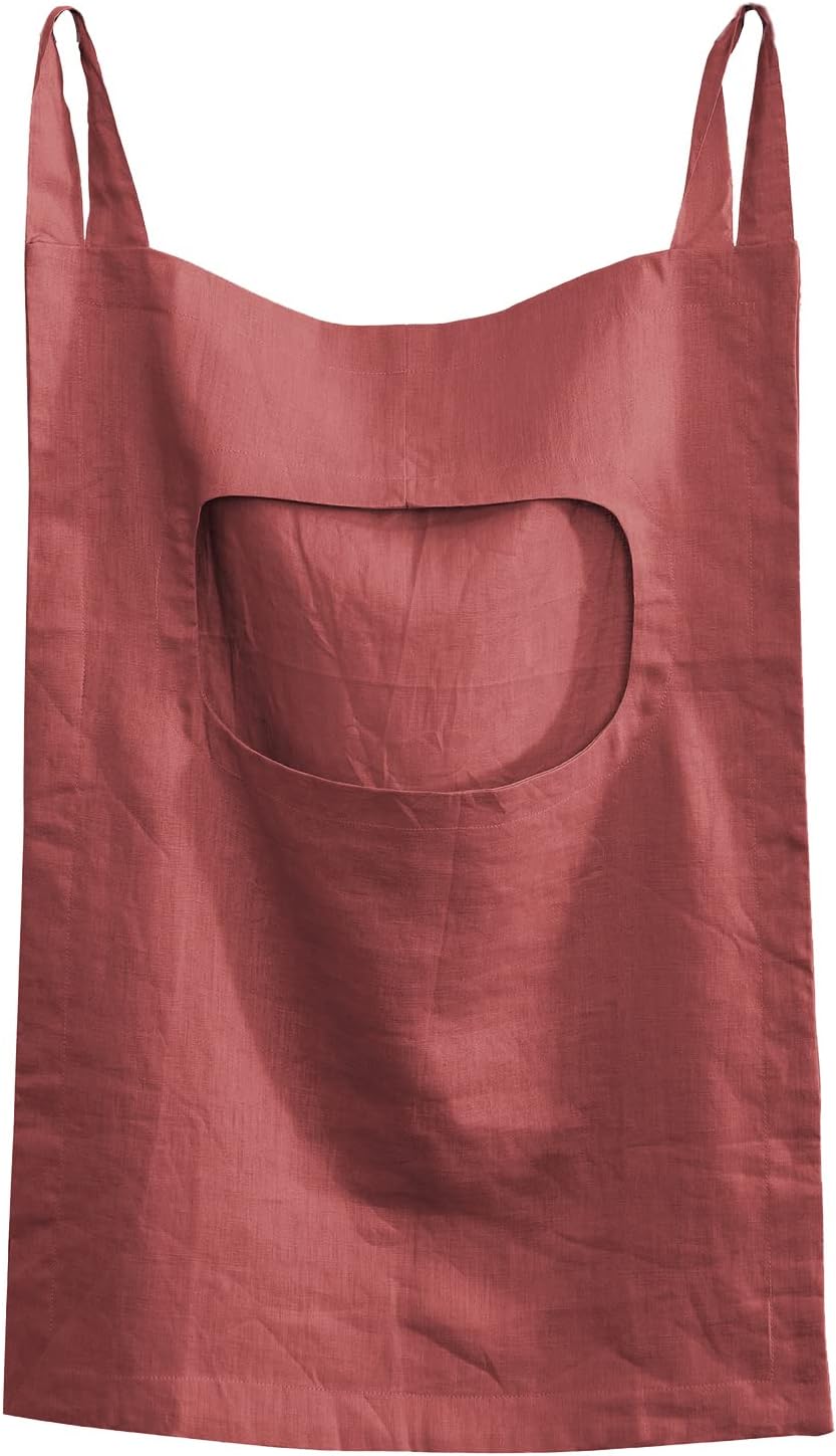 Amazhiyu 100% Linen Door Hanging Laundry Hamper Bag, 19x27 Inches Red - NestledHome