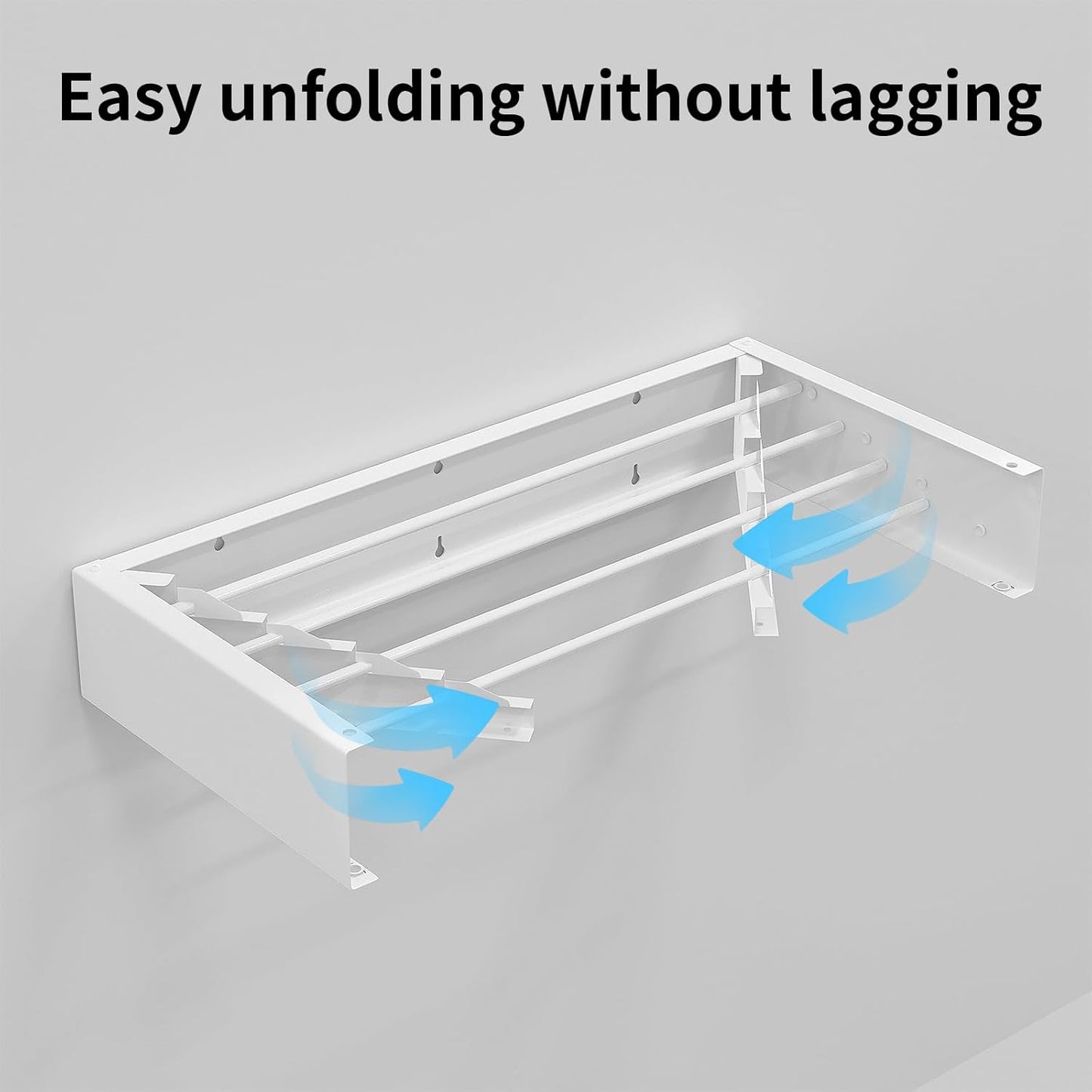 Wall Mounted Drying Rack for Laundry 23.6'', Folding Drying Rack Clothing Wall Mount with 4 Rods, Space Saving for Indoor Outdoor Bathroom Balcony (White, 23.6'') - NestledHome