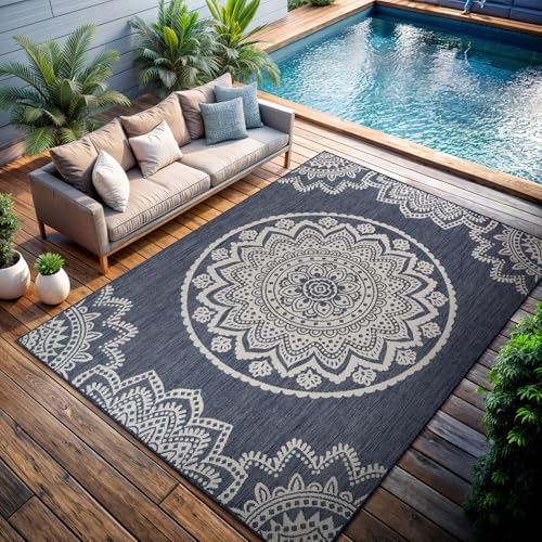 Outdoor Rug 10x14 Modern Area Rugs for Large Indoor and Outdoor Patios and Porches