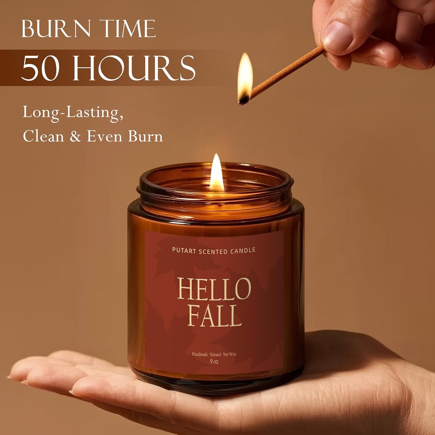 Pumpkin Spice Fall Candles for Home Scented, Natural Soy Wax Aromatherapy Non Toxic Pumpkin Candle with Long Lasting Burn, Halloween Autumn Candle Gifts for House Fragrance Decoration (9oz) - NestledHome