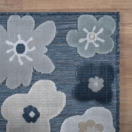 Outdoor Rug 9x12 Large Modern Floral Tropical Area Rugs for Outdoor and Indoor Patio Easy to Clean Non Shedding Living Room Porch Garden Washable Outside Carpet (108 Sq Ft)