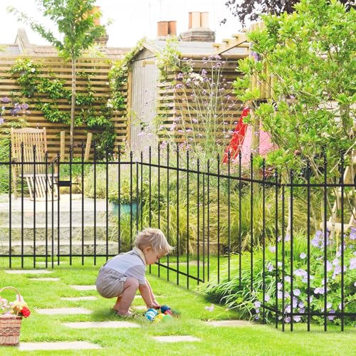 36" x 12' No Dig Metal Garden Fence with Gate