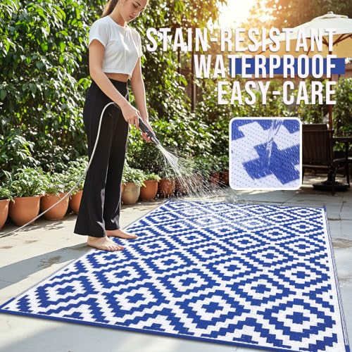 Outdoor Rug 10x14 ft Waterproof Reversible Mat