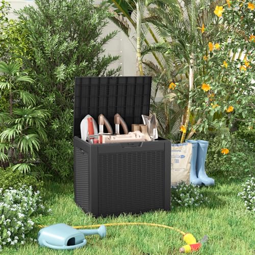 31 Gallon Wicker Pattern Resin Deck Box