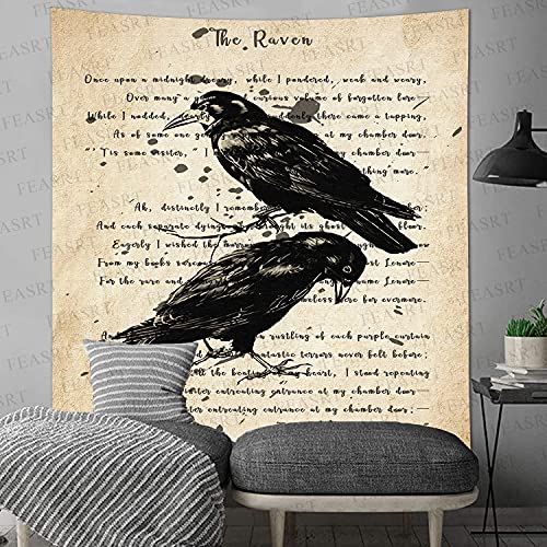 The Raven Tapestry Gothic Rustic Home Wall Tapestry