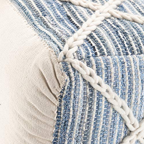 Cowan 20" Wide Square Pouf in Blue