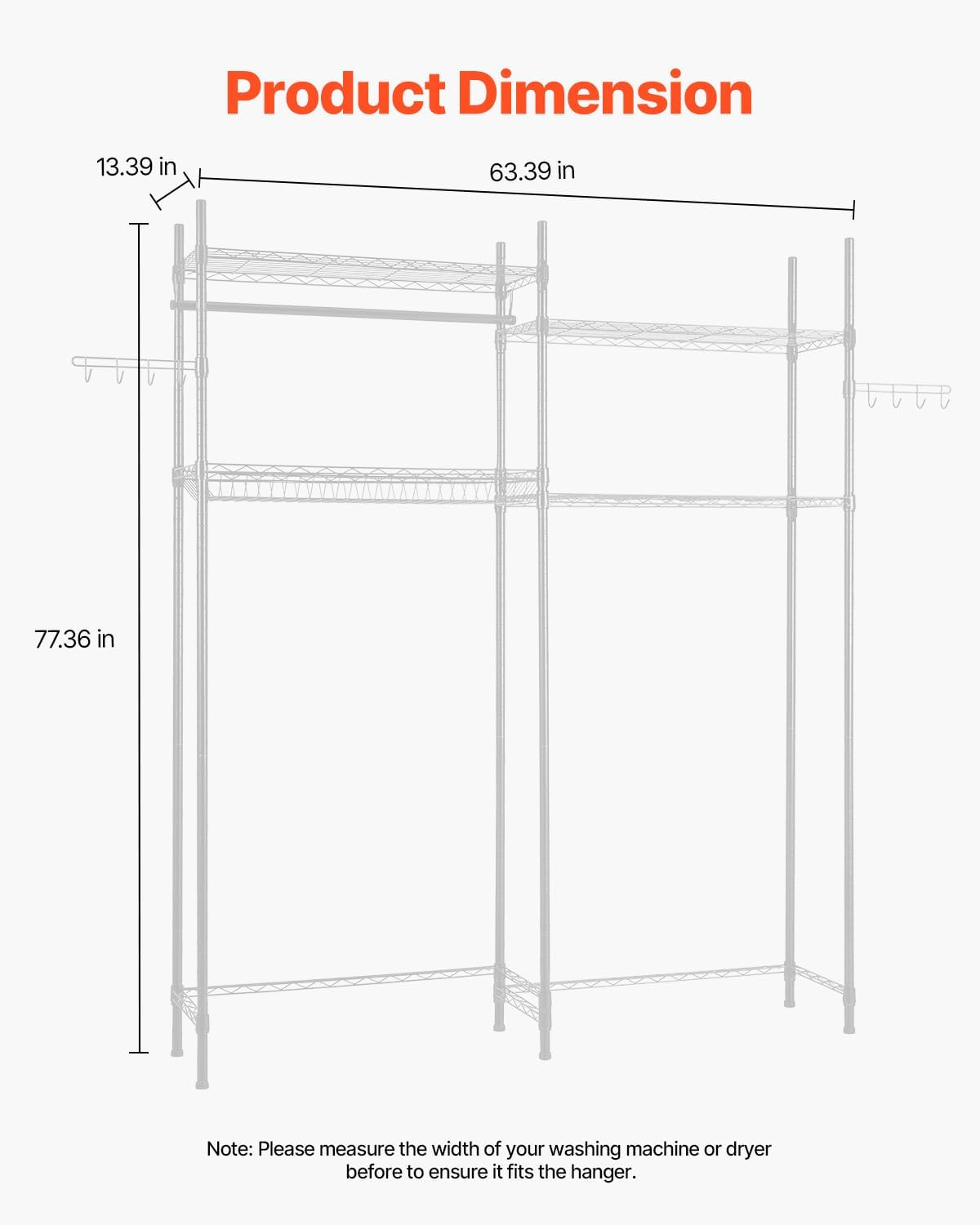 VEVOR Over The Washer and Dryer Storage Shelf, 4 Tier Laundry Room Drying Rack with Hanger Rod and Hooks, Adjustable Over Washer and Dryer Shelves, Laundry Room Shelf Storage Space Saver, White - NestledHome