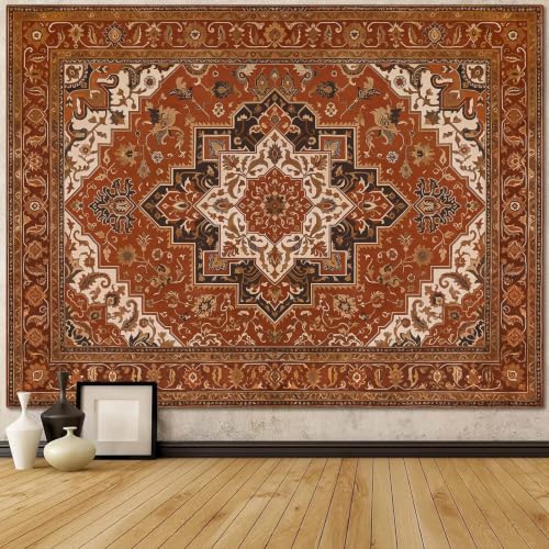 Vintage Floral Tapestry Wall Hanging Hippie Indian Bohemian Mandala Tapestry Aesthetic Retro Carpet Brown Small Tapestries for Mural Bedroom Living Room Dorm Decor 60 x 44 Inch