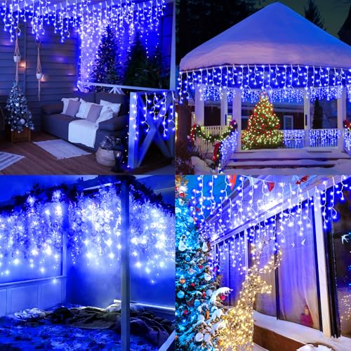 Christmas Lights Outdoor Decorations 1216 LED 99ft 8 Modes Curtain Fairy String Light with 228 Drops