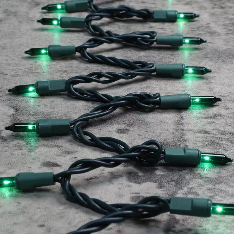 Green Wire Green 100 Incandescent Bulb Mini String Lights for Indoor Christmas Tree Garland Birthday Wedding Party Festival Decoration (100 Count)