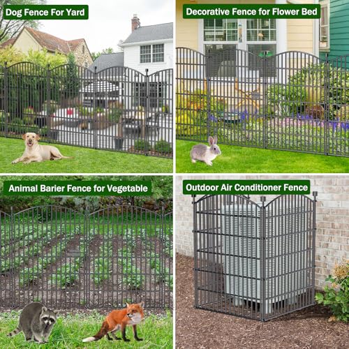 10 Panel No Dig Decorative Garden Fence with Gate 40"H x 23.6'L Dog Barrier (8.2 Sq Ft)