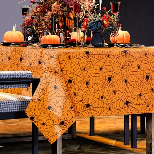 8 Pcs Halloween Plastic Tablecloths Colored Spider Web Disposable Table Cover Spiderweb Rectangle Table Cloth for Trick or Treat Holiday Party Decor (8 Count)