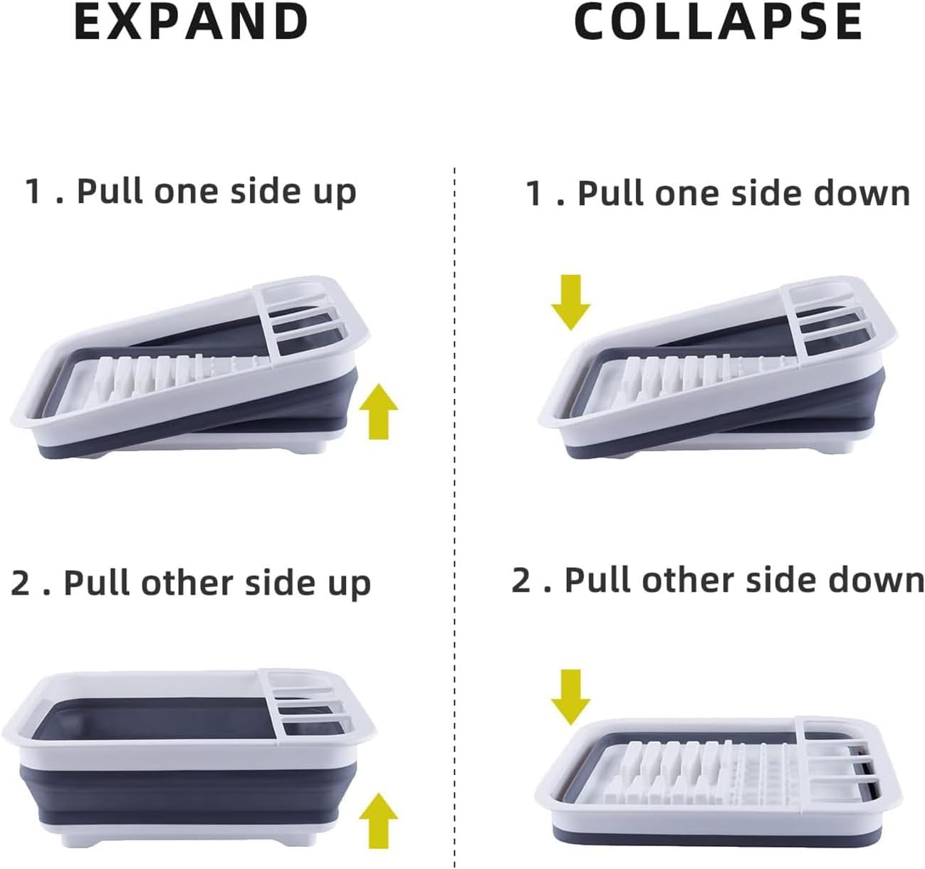 THANSTAR Collapsible Dish Drying Rack for RV Kitchen, Foldable Drainer Organizer for Kitchen Countertop, Space Saving Portable Dish Rack for Campers, Travel Trailer & Small Spaces, Easy Storage, Grey - NestledHome