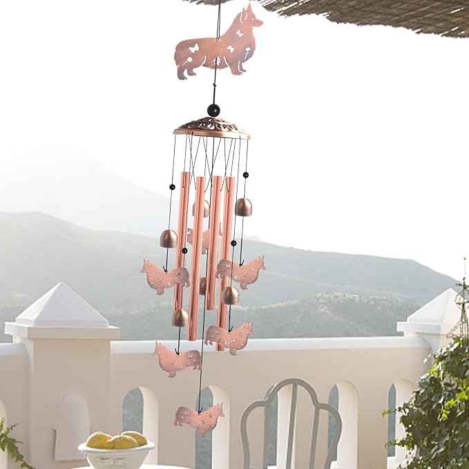 Handcrafted Dachshund Wind Chimes -Dog Gift for Women,Unique Outdoor Musical Decor for Garden,Patio & Nursery, Memorial Day Gifts for Mom/Wife/Daughter, Whimsical Yard Decorations with Soothing Tones