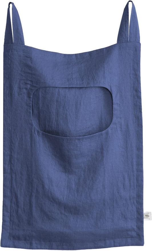 Amazhiyu 100% Linen Door Hanging Laundry Hamper Bag, 19x27 Inches (Navy) - NestledHome