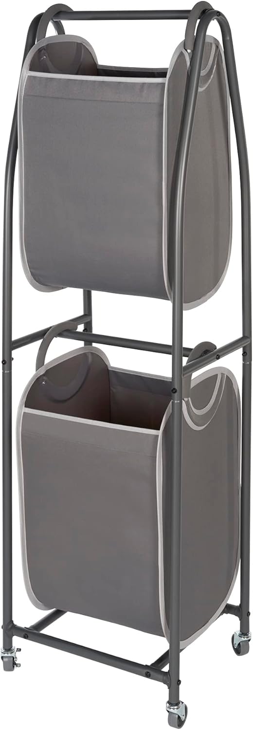 Neatfreak - 2 Tier Laundry Sorter - Laundry Hamper With Wheels & 2 x Laundry Basket Tote Bags For Dirty Clothes, Towels, Blankets, Bathroom Storage & Laundry Room Organization - NestledHome