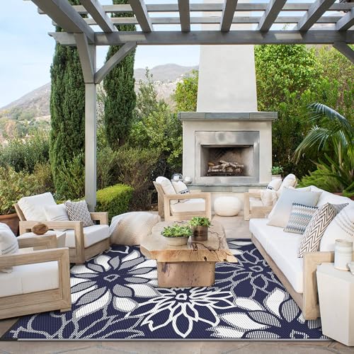 Outdoor Rug Waterproof 5'x8' Plastic Rugs for Patio