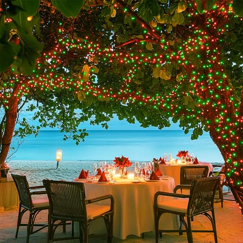 100 LED Connectable Red and Green Christmas Lights with 8 Modes (33 Foot)