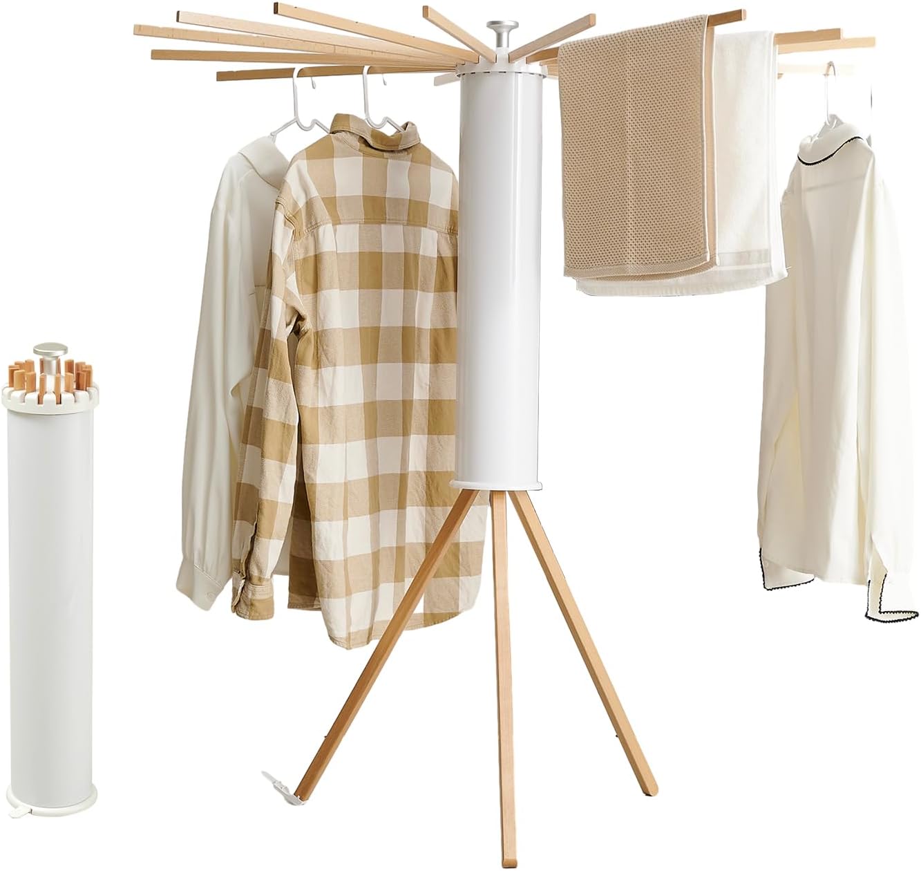 Clothes Drying Rack Tripod,Laundry Hanger Dryer Rack,Portable Drying Rack,Outdoor Clothes Rack-Drying Rack Clothing Laundry Bedroom Household Wooden-16rods - NestledHome