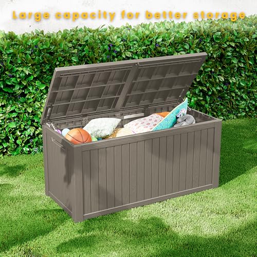 200 Gallon Outdoor Storage Box Waterproof Lockable Resin Deck Box Large