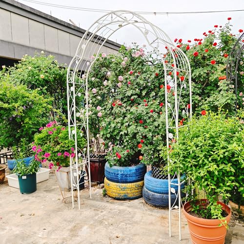 Metal Garden Arch 98.4" H Garden Arbor Trellis for Outdoor Climbing Plants Support Rose Lawn Tall Large Scale Event Arch
