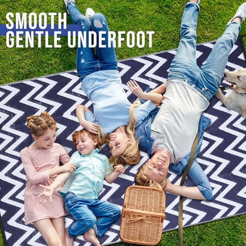 Outdoor Rug 9x12 ft Waterproof Reversible Chevron Mat