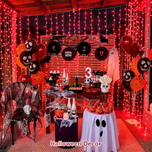 300LED Red Curtain Lights for Halloween Christmas Decor (9.8 Foot)