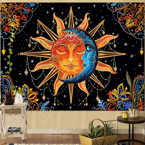 Sun and Moon Tapestry Mandala Wall Tapestry