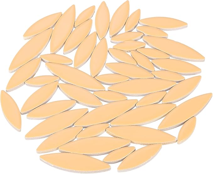 uxcell Ceramic Mosaic Tile, About 200g Teardrop Leaf Tile Mosaic Block for Handicrafts Artwork, Ginger