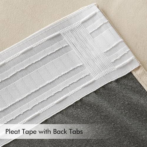 Cream Beige Velvet Pinch Pleat Blackout Curtains W52 X L84 Inches (2 Count)